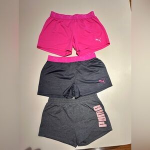 Puma Girls Athletic Shorts in Pink and Gray